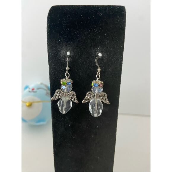 Vintage crystal angel earrings - Picture 1 of 4